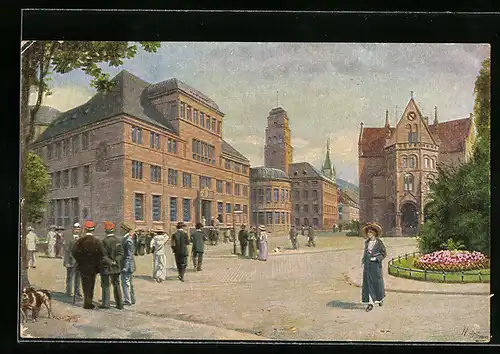 Künstler-AK Freiburg i. Br., an der Universität