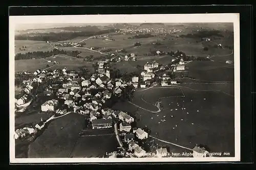 AK Scheidegg /Allg., Ortsansicht vom Flugzeug aus