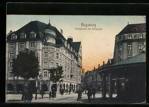 AK Augsburg, Königsplatz mit Königsbau