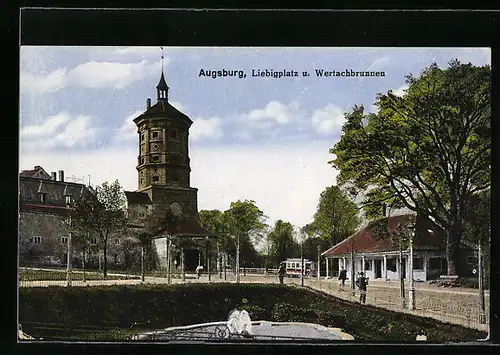 AK Augsburg, Liebigplatz und Wertachbrunnen