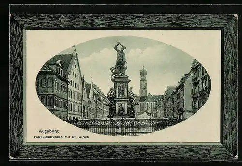 AK Augsburg, Herkulesbrunnen mit St. Ulrich