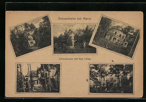 AK Gonsenheim, Luisenstrasse mit fünf Villen