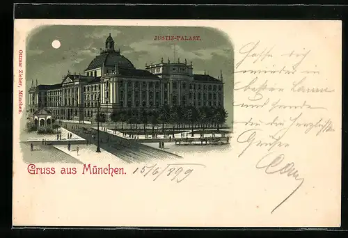 Mondschein-Lithographie München, Justiz-Palast