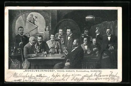 AK Hamburg, Moselweinprobe, Weinhandlung Theodor Rahaus
