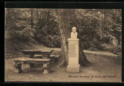 AK Tiefurt, Wieland-Denkmal im Park