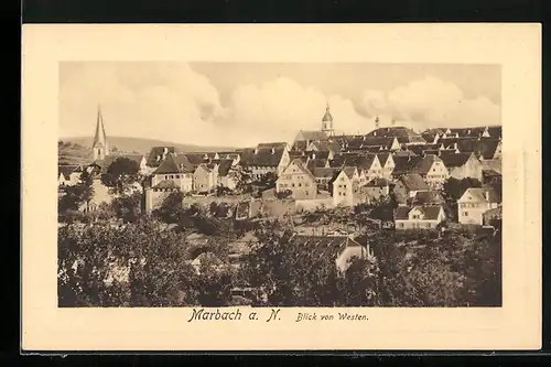 AK Marbach a. N., Panoramablick von Westen gesehen