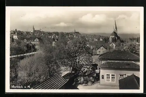 AK Marbach a. N., Panorama aus der Vogelschau