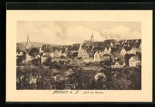 AK Marbach a. N., Panoramablick von Westen gesehen