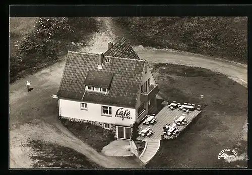 AK Hochwaldhausen, Gasthaus zur schönen Aussicht aus der Vogelschau