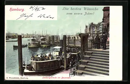 AK Hamburg-Neustadt, Landungsbrücke am Baumwall
