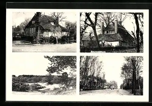 AK Hamburg-Rissen, Bauernhaus am Dorfteich, Waldstrasse und Rissener Heide