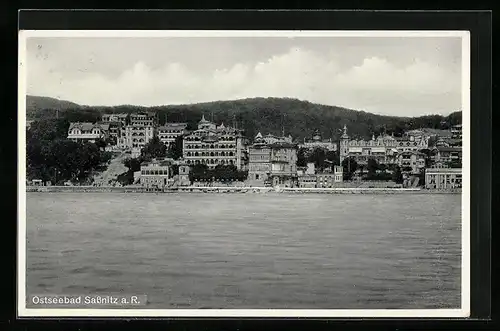 AK Sassnitz, Blick auf Hotels am Strand