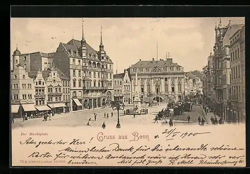 AK Bonn a. Rh., Der Marktplatz mit Geschäften