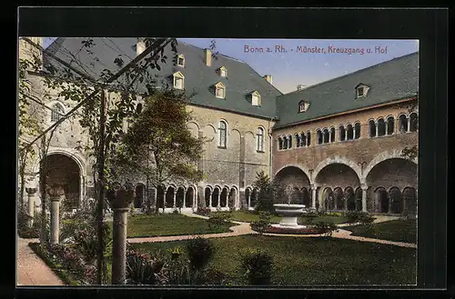 AK Bonn a. Rh., Münster-Kreuzgang und Hof