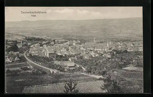 AK Tauberbischofsheim, Totalansicht von einem Berg aus