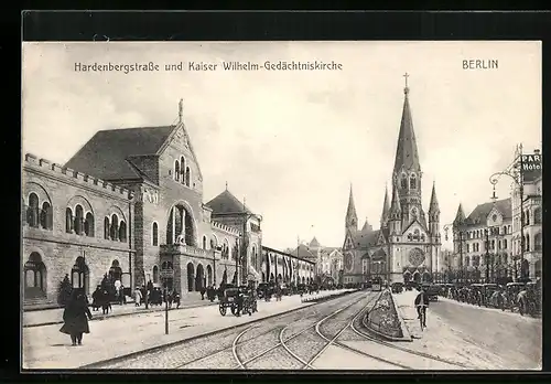 AK Berlin-Charlottenburg, Hardenbergstrasse und Kaiser Wilhelm Gedächtniskirche