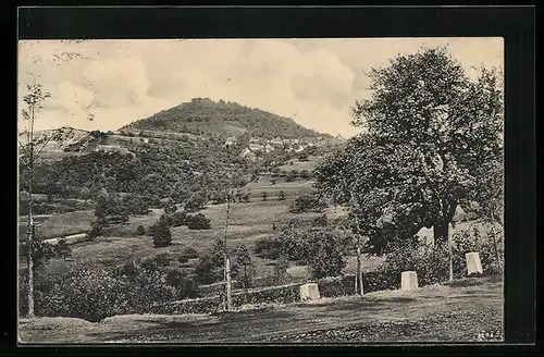 AK Hohenstaufen, Totalansicht von einem Berg aus