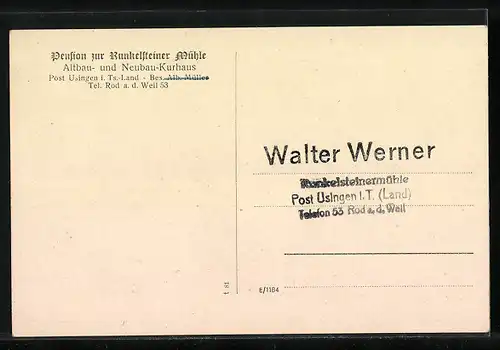 AK Usingen i. Taunus, Gasthaus Pension zur Runkelsteiner Mühle