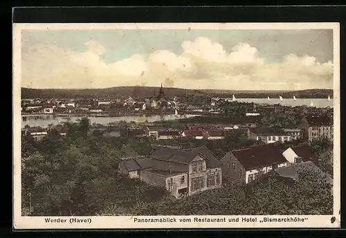 AK Werder (Havel), Panoramablick vom Restaurant und Hotel Bismarckhöhe