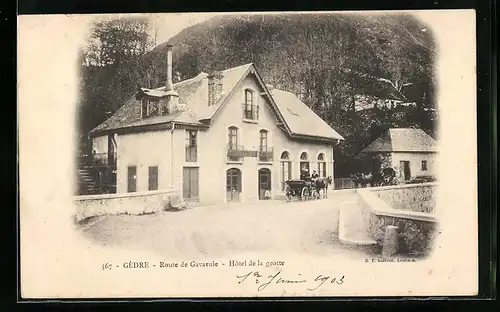 AK Gèdre, Route de Gavarnie, Hôtel de la grotte