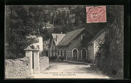 AK Gèdre, L`Hôtel de la Grotte, Route de Luz à Gavarnie