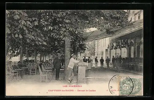 AK Capvern-les-Bains, Les Pyrénées, Devant le Casino