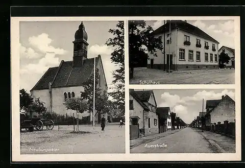 AK Neuburgweier, Kirche, Auerstrasse, Schulhaus