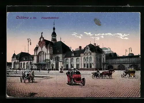 AK Coblenz am Rhein, Blick zum Hauptbahnhof