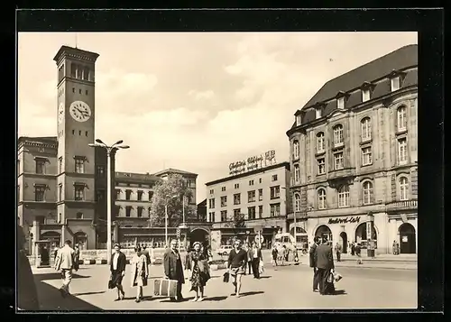 AK Erfurt, Bahnhofsvorplatz mit Konditorei-Cafe