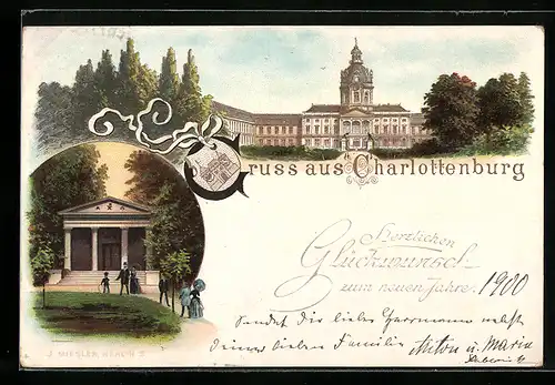 Lithographie Berlin-Charlottenburg, Stadtschloss, Mausoleum, Wappen