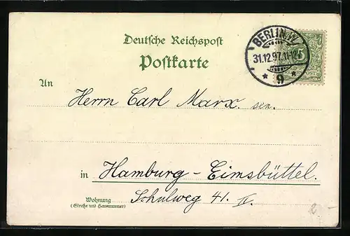 Lithographie Berlin-Tiergarten, Lessing-Denkmal, Goldfisch-Teich, Löwenbrücke