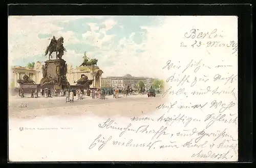 Lithographie Berlin, Nationaldenkmal Wilhelm I.