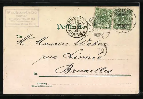 Lithographie Alt-Berlin, Ortsansicht mit Flusspartie