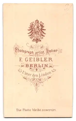Fotografie F. Geibler, Berlin, Portrait preussischer Eisenbahner in Uniform mit Orden und Vollbart