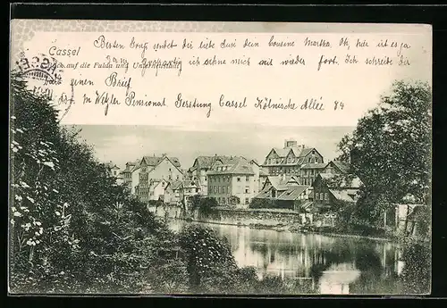 AK Cassel, Blick auf die Fulda und Unterneustadt