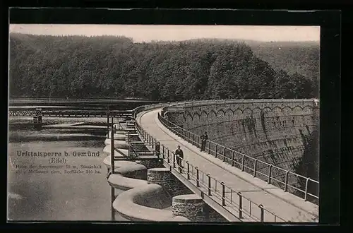 AK Gemünd, Urfttalsperre, Blick auf die Sperrmauer und den Stausee