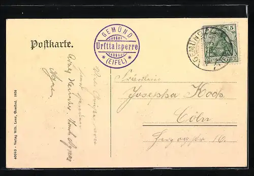 AK Gemünd, Urfttalsperre mit Spaziergängern