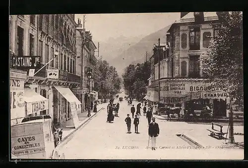 AK Luchon, Avenue Carnot et Allées d`Eligny