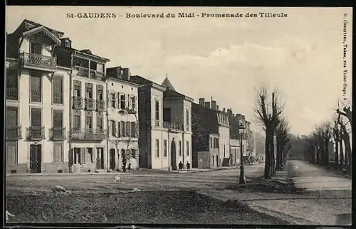 AK St-Gaudens, Boulevard du Midi, promenade des Tilleuls