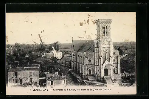 AK Apremont, Panorama de l`Eglise, vue prise de la Tour du Chateau