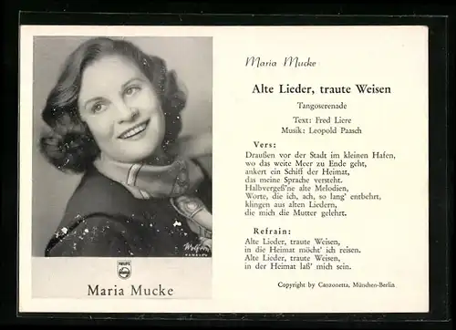 AK Musikerin Maria Mucke mit dem Lied Alte Lieder, traute Weisen