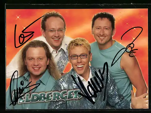 AK Musiker-Gruppe Feldberger mit Autogrammen