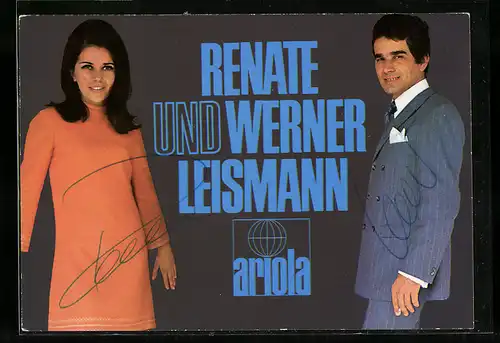 AK Musiker Renate und Werner Leismann mit Autogrammen