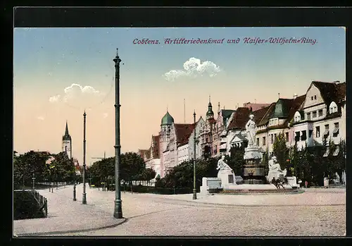 AK Coblenz, Artilleriedenkmal und Kaiser-Wilhelm-Ring