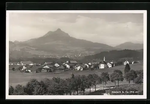 AK Haslach b. Oy /Bay. Allgäu, Totalansicht mit Grünten