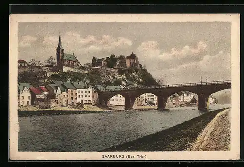 AK Saarburg, Ortsansicht mit Kirche und Brücke