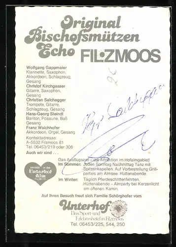 AK Musikergruppe Original Bischofsmützen Echo in Filzmoos