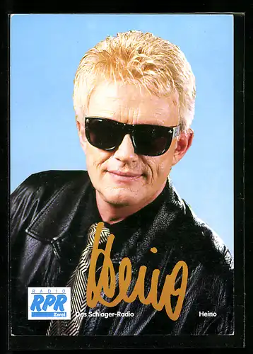 AK Musiker Heino mit breiter Sonnenbrille und Lederjacke