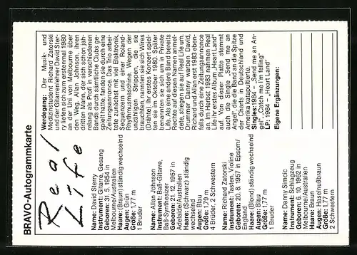 AK Musiker der Band Real Life