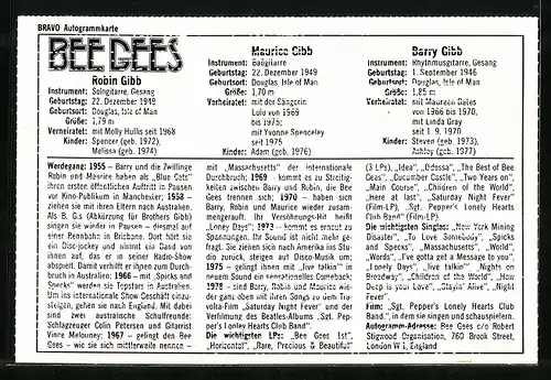 AK Musiker der Band BeeGees in bunten Hemden